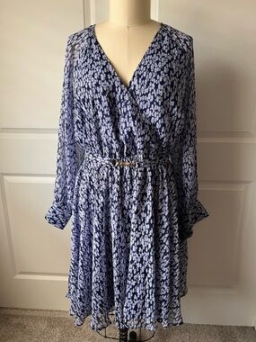 NWOT INC Women’s Navy Blue Printed‎ Wrap Dress
